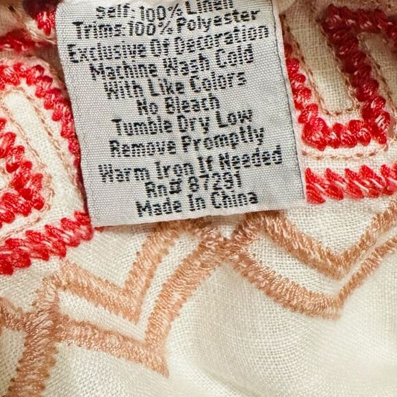 Johnny Was Embroidered Kimono White Pink Red Embroidery Boho Top Size Medium - Picture 8 of 8